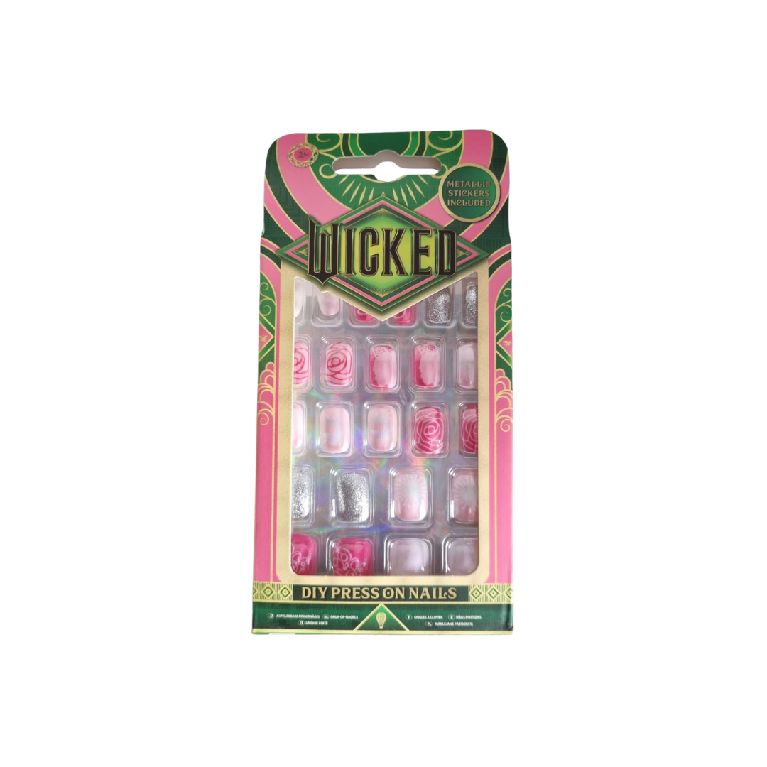 Wicked DIY Press On Nails – Pink Edition with Metallic Stickers