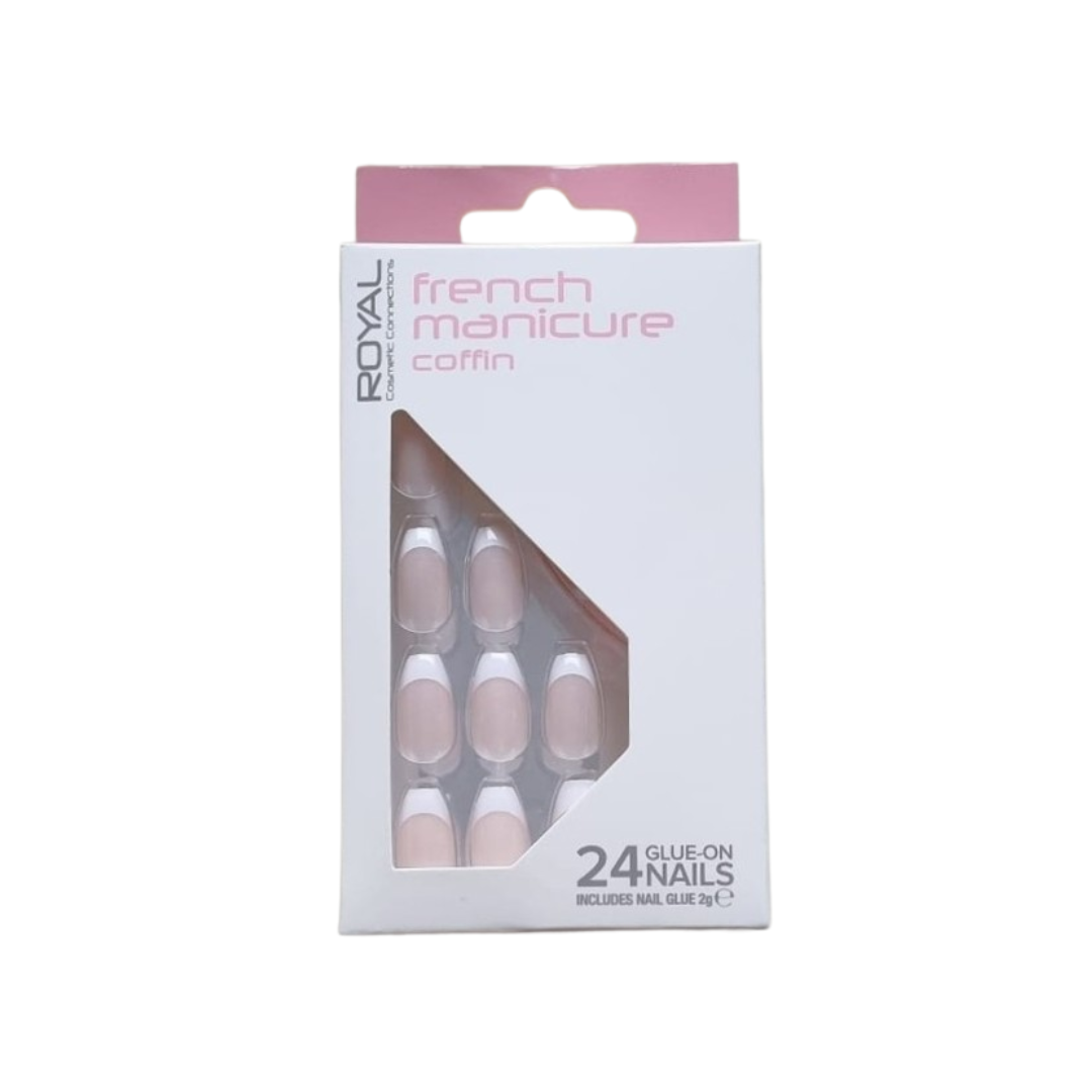 Royal Cosmetics French Manicure Coffin Glue-On Nails