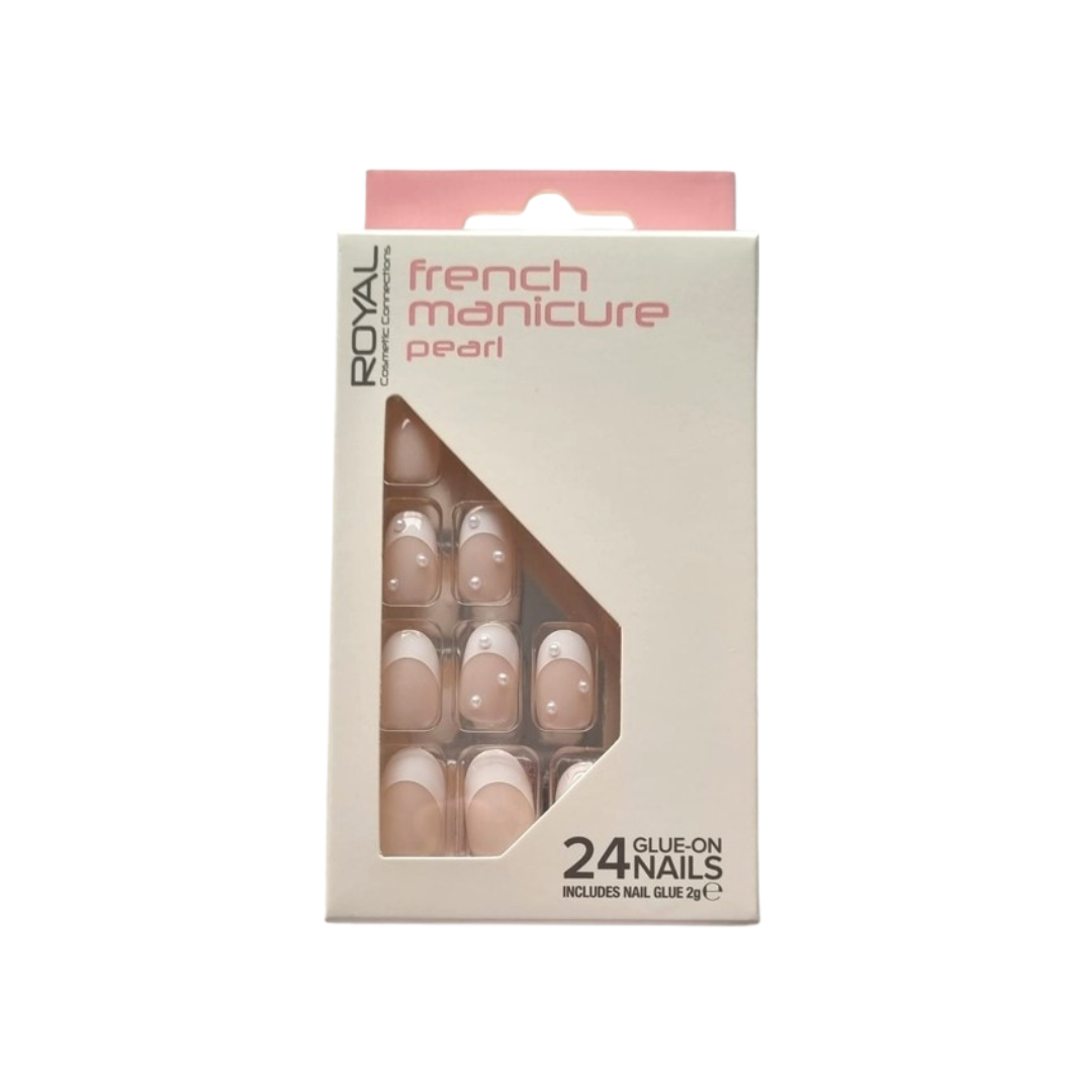 Royal Cosmetic Connections French Manicure Pearl Glue-On Nails